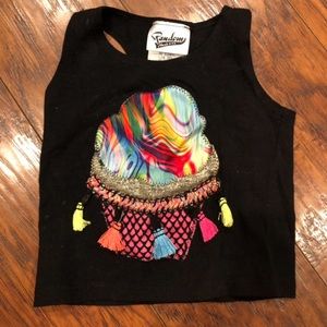 NWT Random Hearts Denny’s cupcake fringe shirt